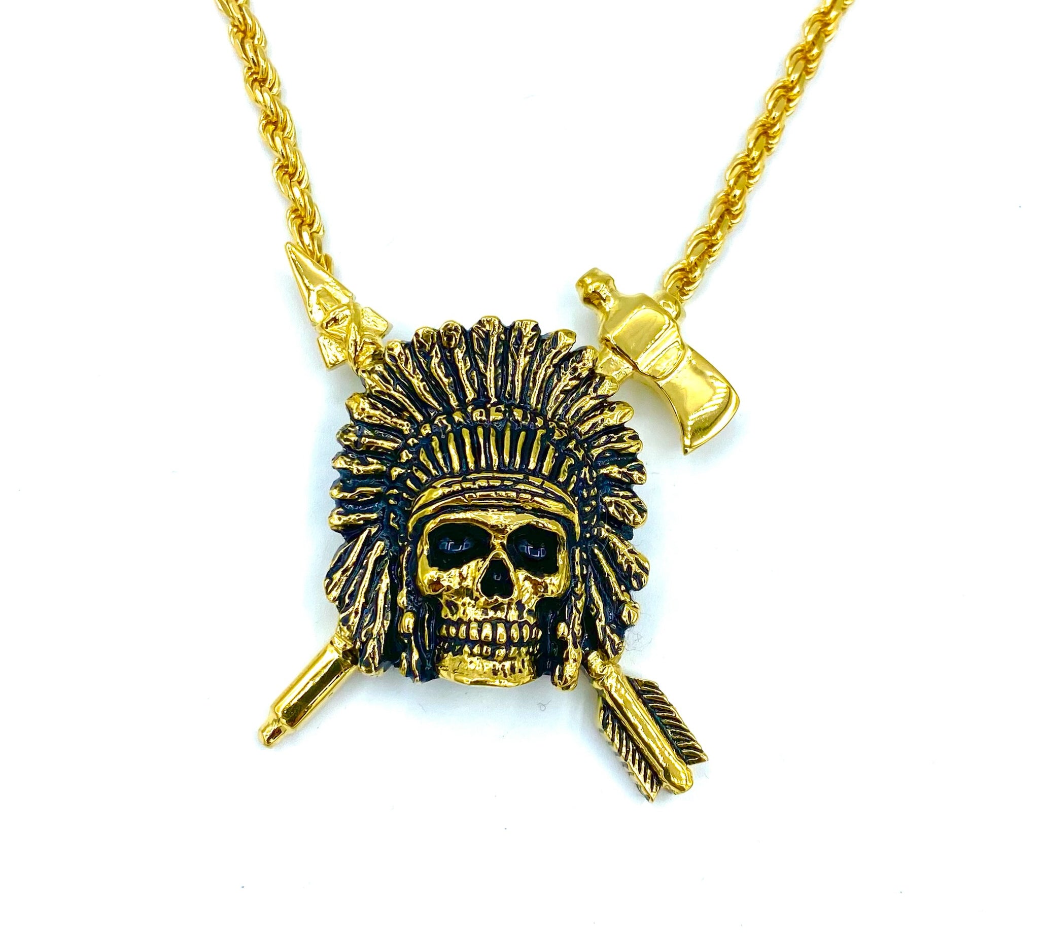 Indian Chief Necklace pm necklaces Precious Metals Vermeil - 24k Gold Plated 