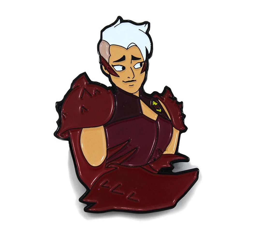 Front view of the scorpia enamel pin 
