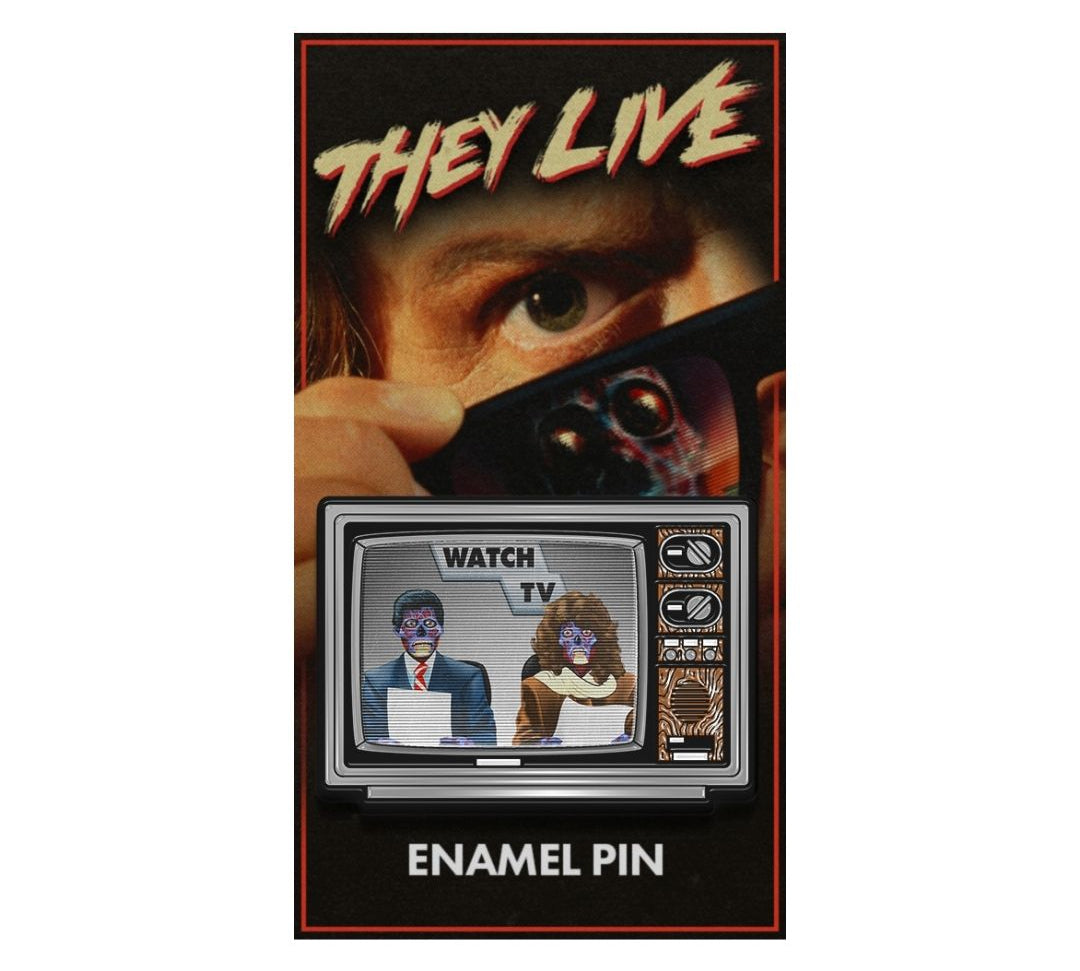 they live enamel pin, retro tv enamel pin, they live merch 