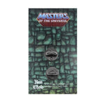 back of the beastman Enamel Pin on a masters of the universe pin card