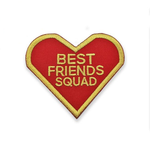 front view of the Best Friends Squad Patch showing the red and gold twill detail of the patch