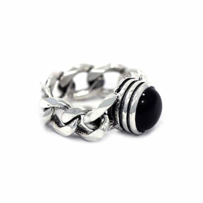 of the Black Hole Sun Ring in Silver from the hanright side cholo precious metal collection