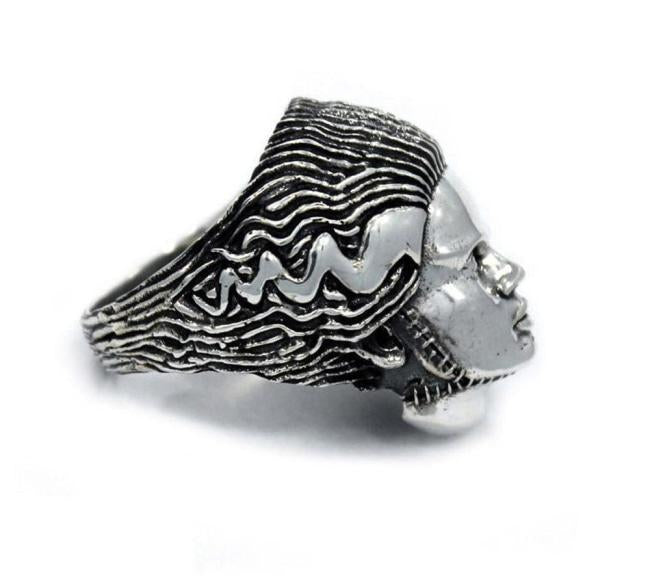 side of the Bride Of Frankenstein Ring in Silver from the universal monsters collection