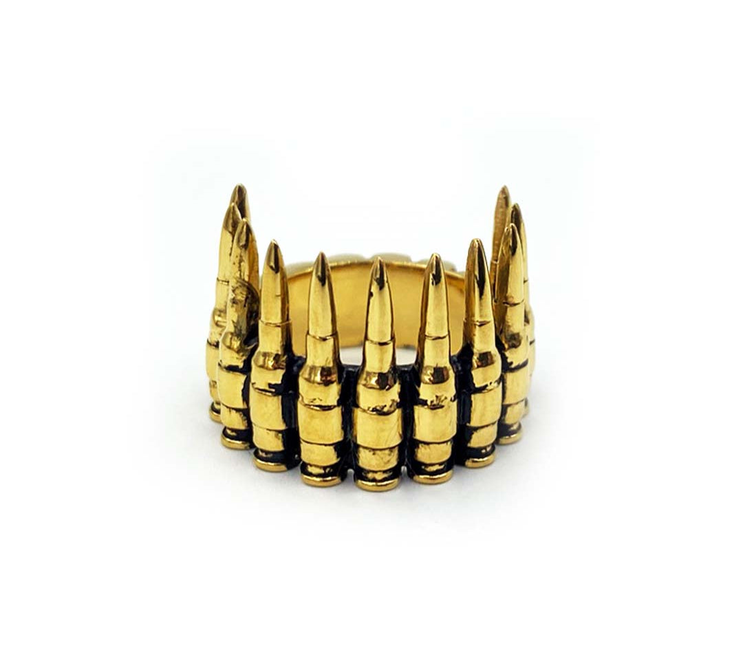 gold bullets ring, .925 gold ring, vermeil bullets ring, mens ring