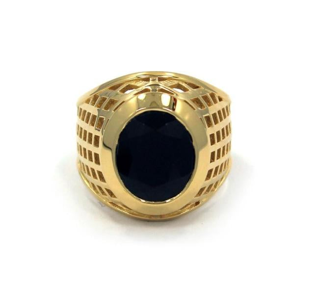 front of the Caged Class Ring in gold from the han cholo alien collection