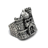 left side of the Castle grayskull ring from the masters of the universe jewelry collection