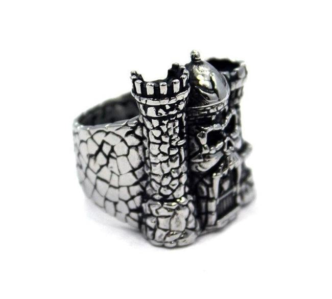 left side of the Castle grayskull ring from the masters of the universe jewelry collection