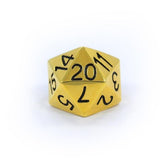 front view of the D20 ring in gold on a white background