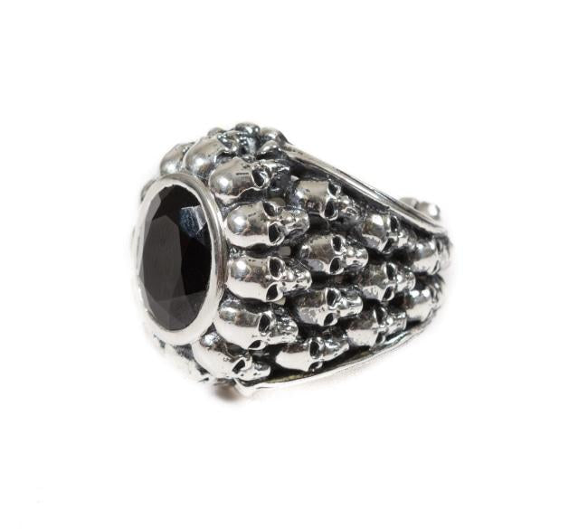 angle of the Dead Ringer Ring in silver from the han cholo skulls collection