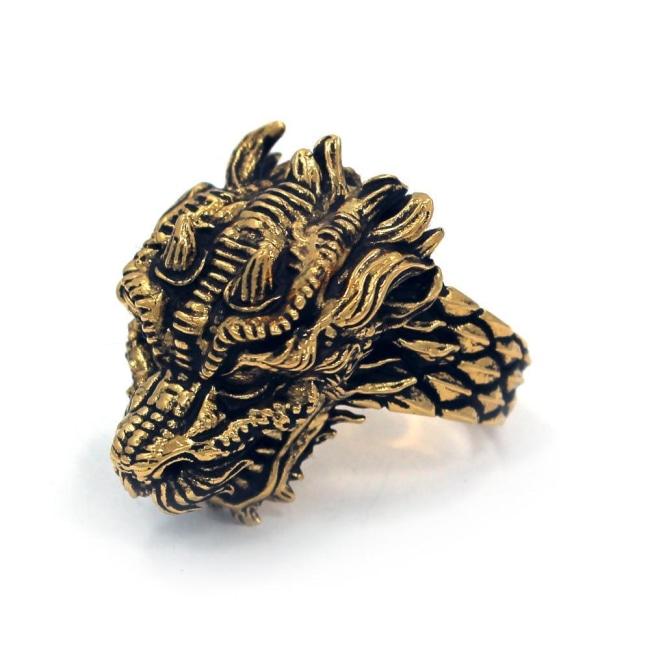 top angle of the Dragon Ring in gold from the han cholo fantasy collection