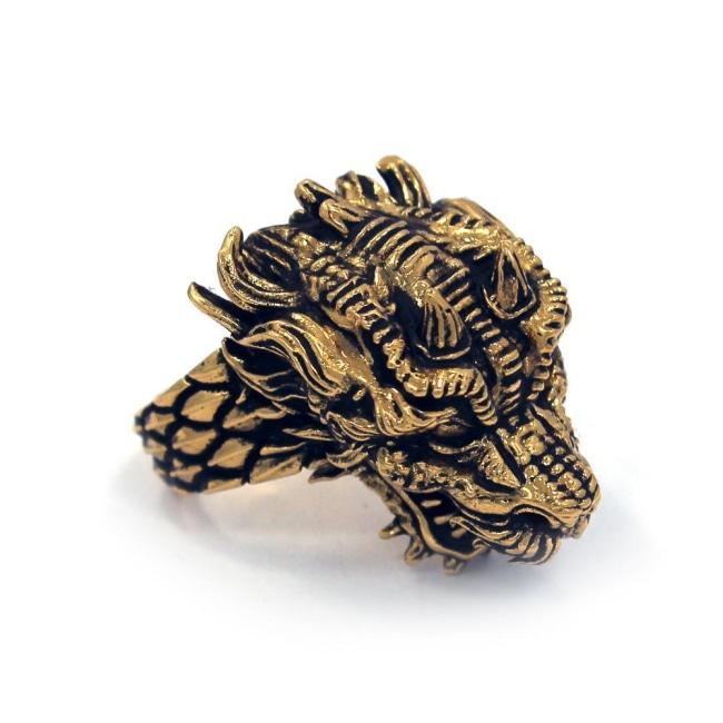 top angle of the Dragon Ring in gold from the han cholo fantasy collection