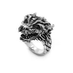 left angle of the Dragon Ring in silver from the han cholo fantasy collection