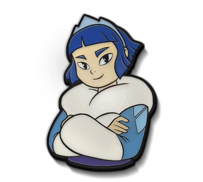 front of the frosta enamel pin from she-ra and the princesses of power