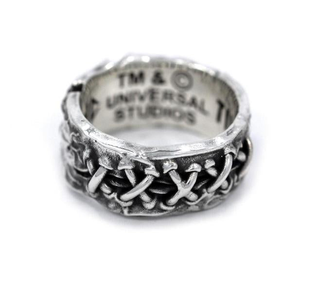 left side view of the His till death do us part ring from the universal monsters collection