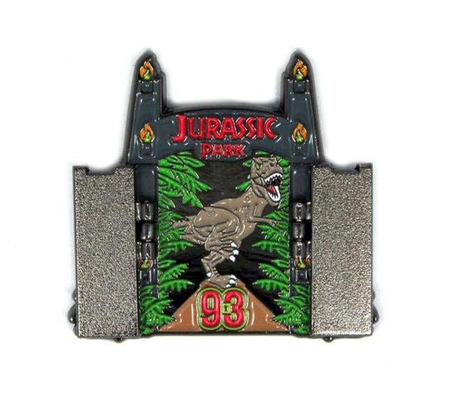 Jurassic Park Gate Enamel Pin, jurassic park enamel pin, jurassic park trex