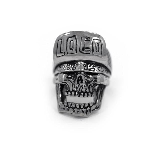 front of the Loco Skull Ring in silver from the han cholo music collection