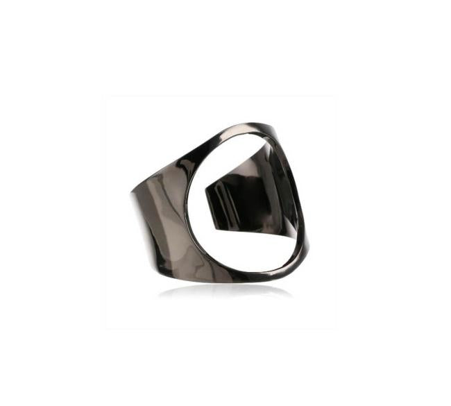 left angle of Open Space Cuff in gunmetal from the han cholo alien collection