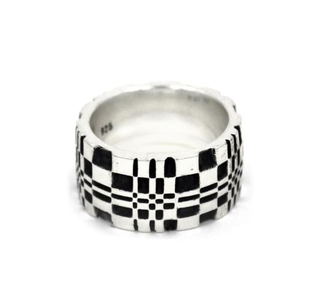left side of the Pixel Ring in silver from the han cholo precious metal collection