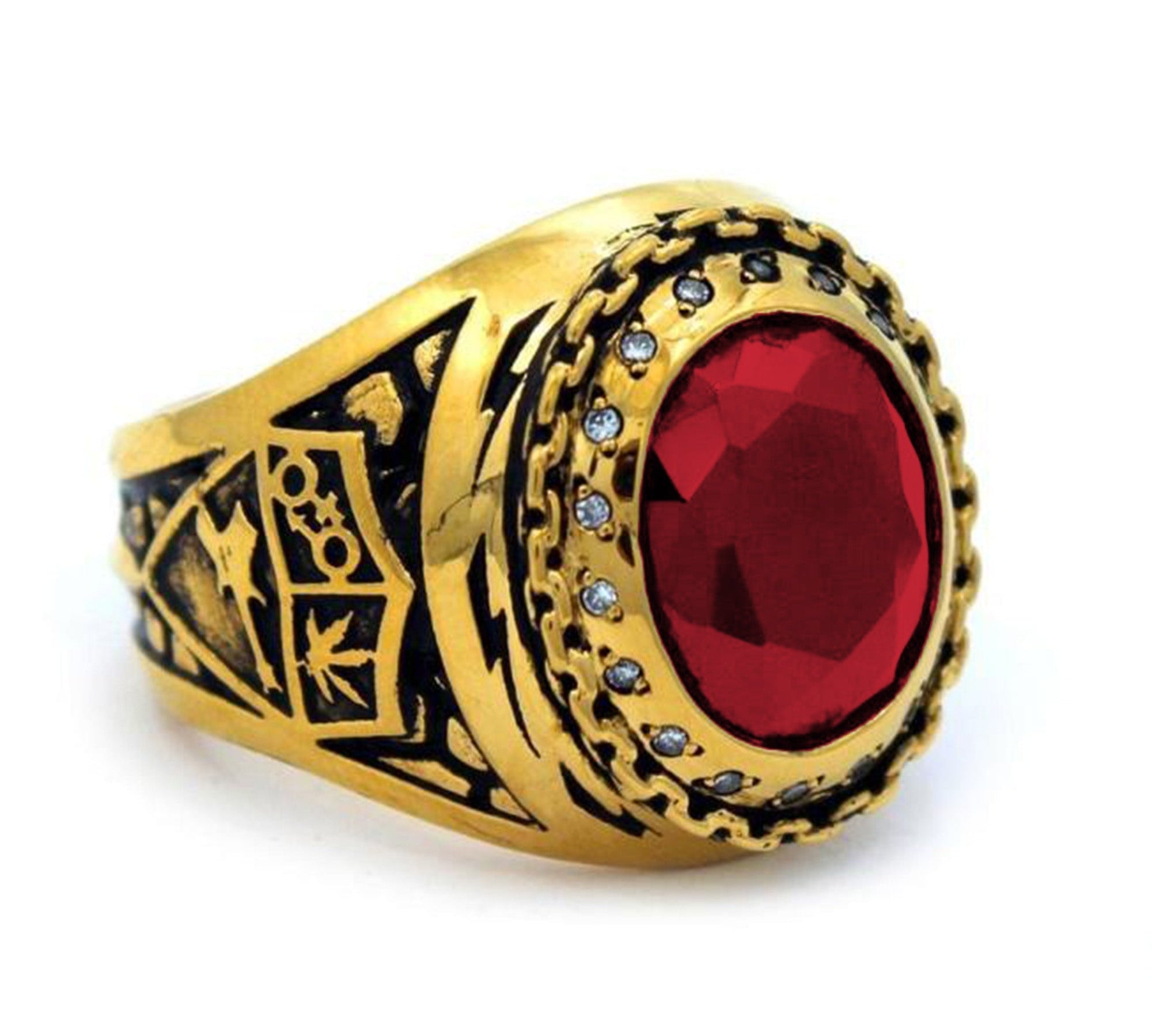 His No Class Ring pm rings Precious Metals Vermeil - 24k Gold Plated 9 Red