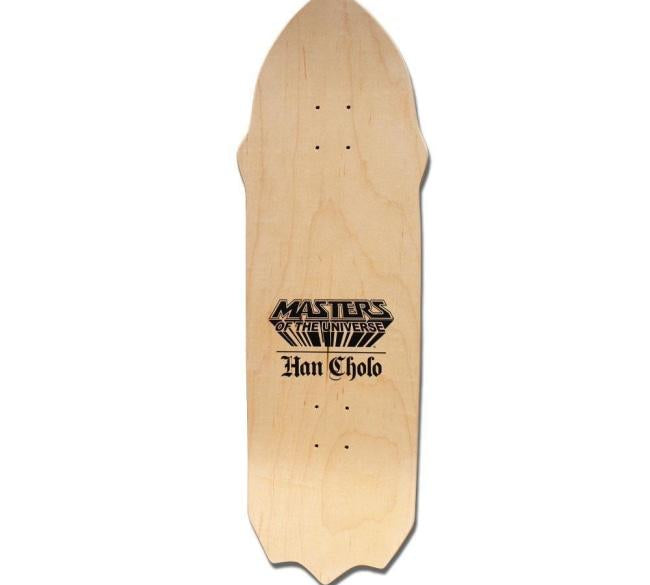 back of the Skeletor skate deck from the masters of the universe collection