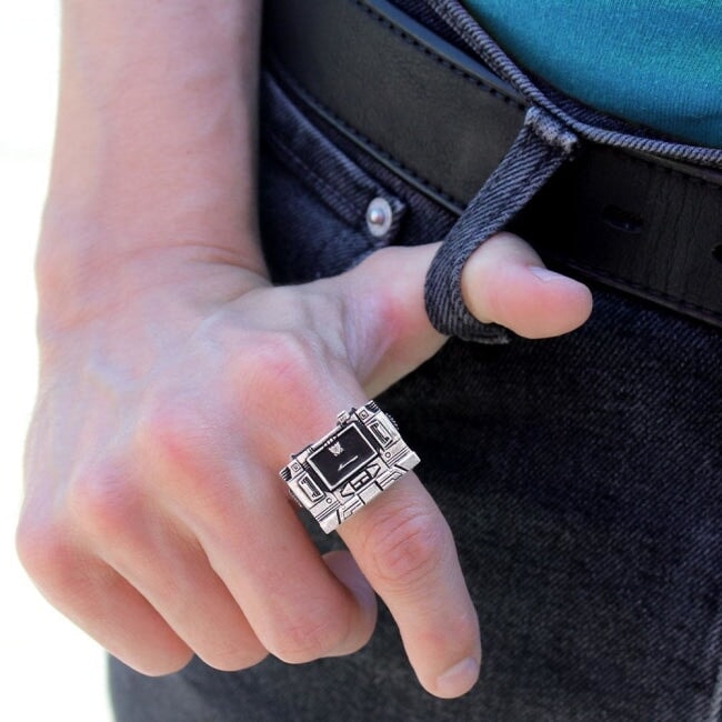 Soundwave Cassette Player Ring,transformers ring,transformers jewelry,transformers silver ring