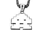 front view of the Stoney invader pendant in silver on a white background