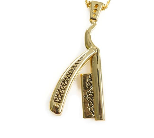 Straight Razor Pendant Gold Ss Necklaces