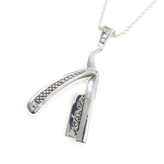 Straight Razor Pendant Silver Ss Necklaces