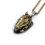 left angle of the Unicorn Head Pendant in 2 tone from the han cholo fantasy collection