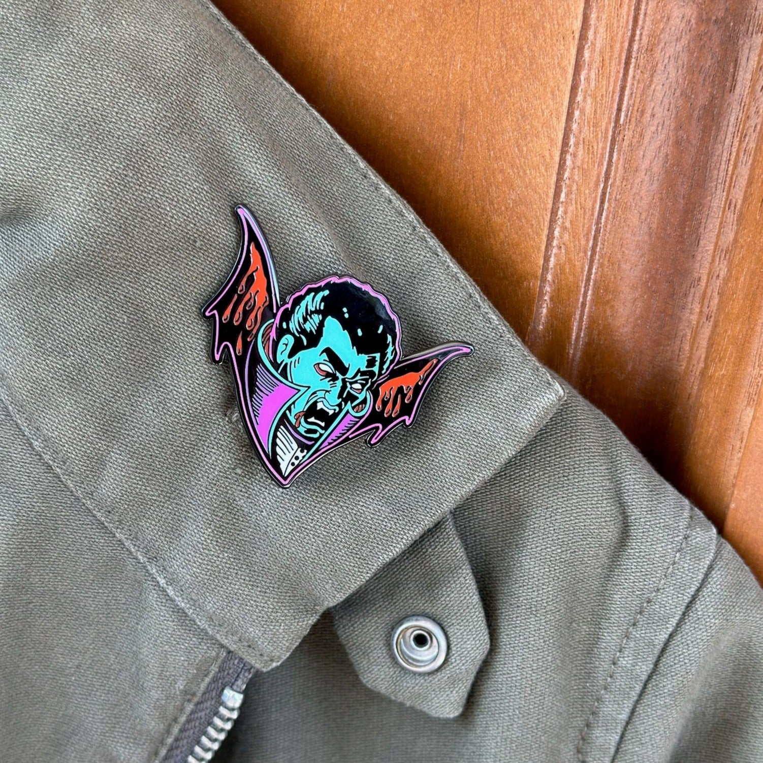 dracula enamel pin, neon enamel pin