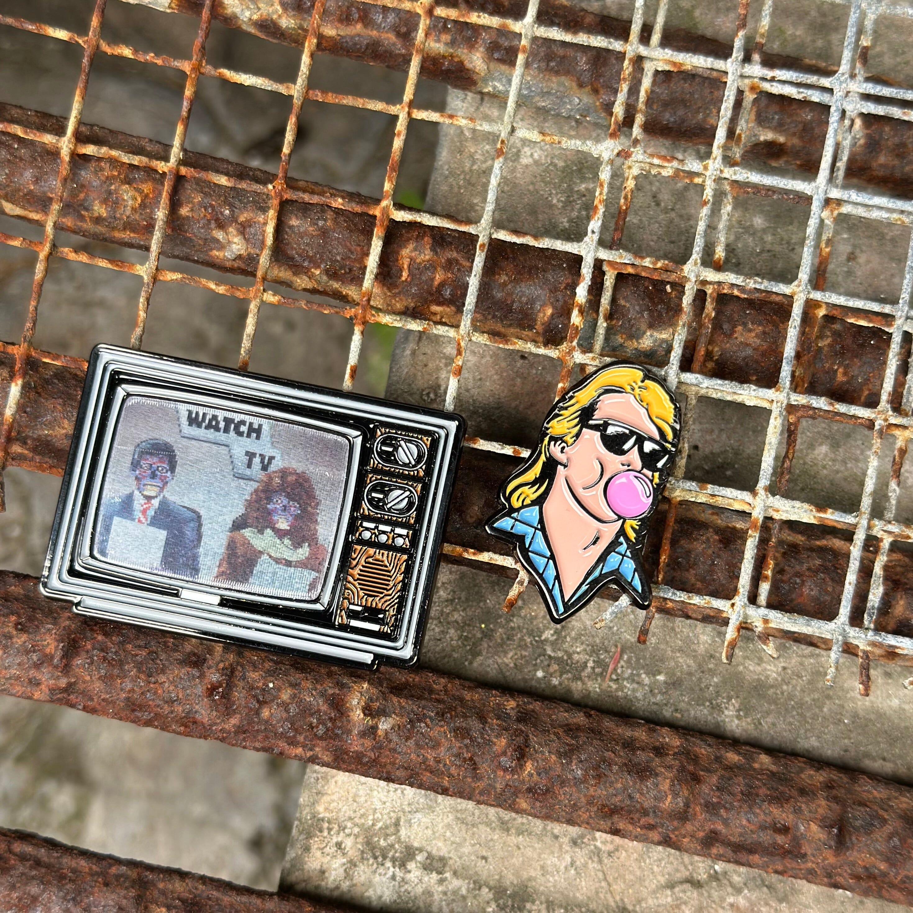 Nada Bubble Gum Pin with They Live TV Pin