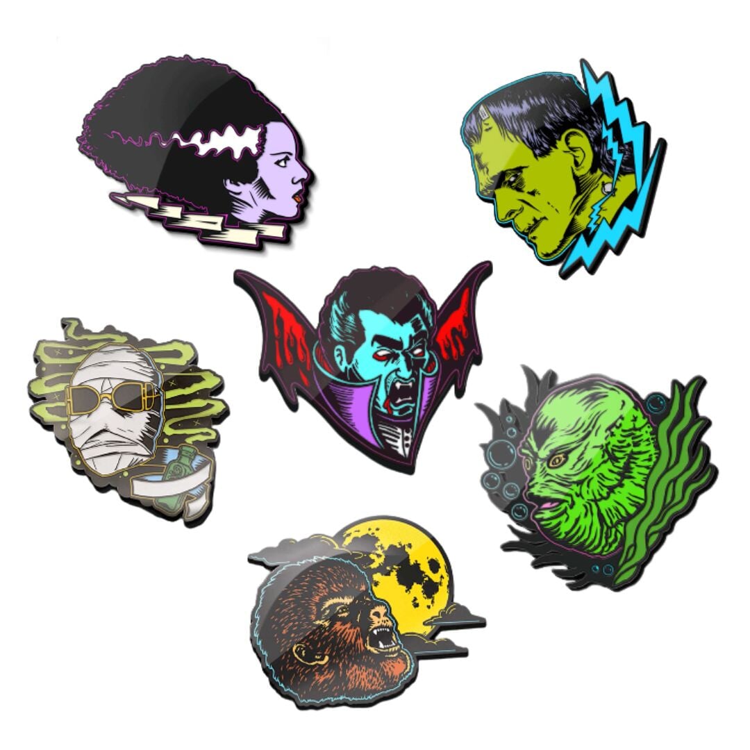 Glow in the Dark Monster Bundle (6 Pins) Enamel Pin Universal Monsters 