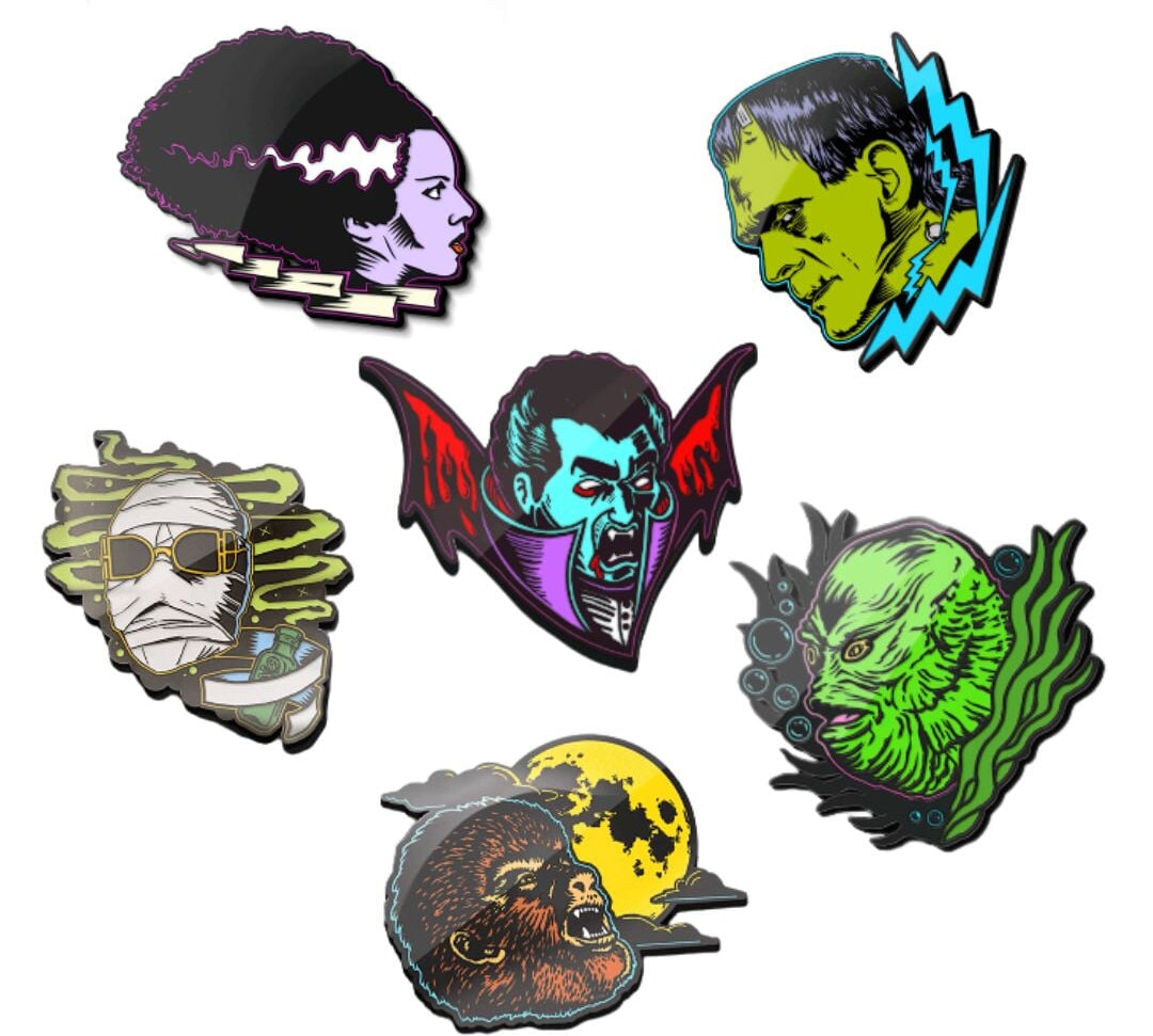 Glow in the Dark Monster Bundle (6 Pins) Enamel Pin Universal Monsters 