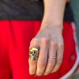 Crystal Skull Ring pm rings Precious Metals Vermeil - 24k Gold Plated 7 Red