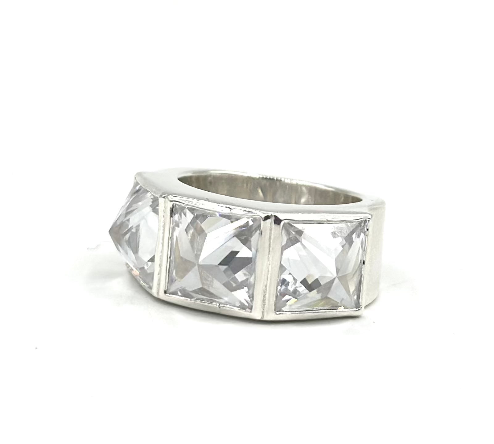 Crystal Spike Ring pm rings Precious Metals Sterling Silver .925 7 White