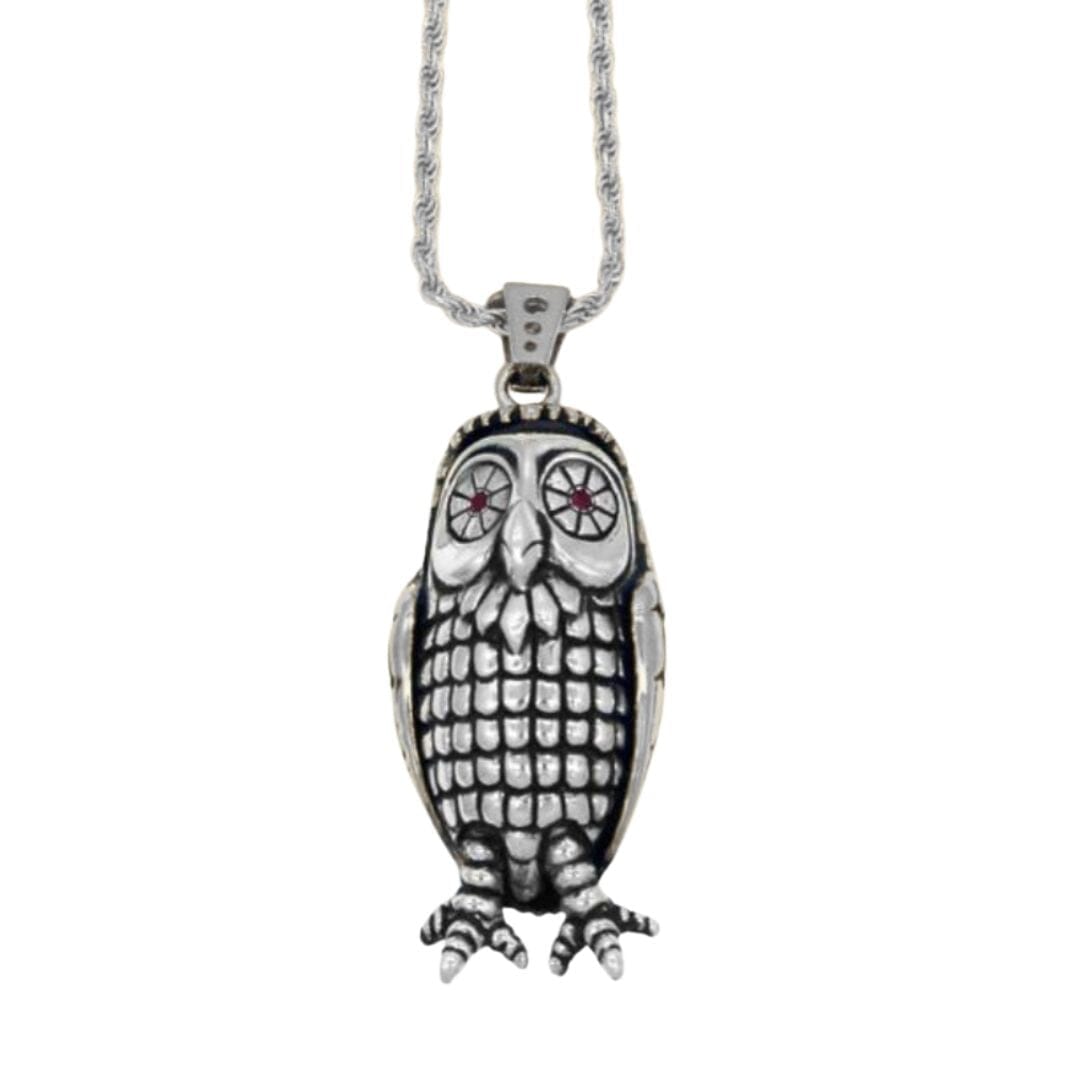 Big Bobo Owl Necklace pm necklaces Precious Metals Sterling Silver 