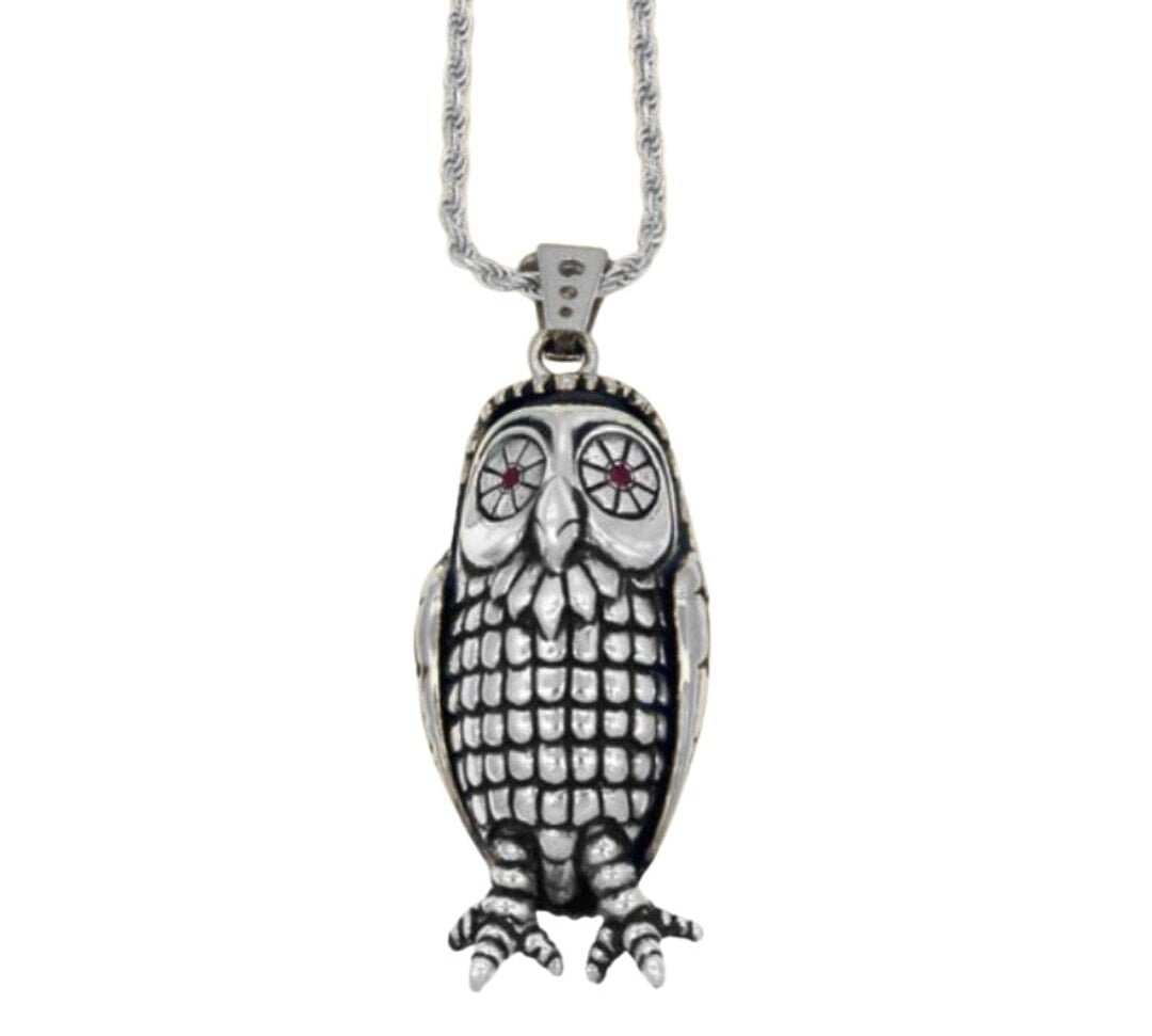 Big Bobo Owl Necklace pm necklaces Precious Metals Sterling Silver 