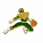 Power Rangers Enamel Pin with Green Ranger and Halloween pumpkin