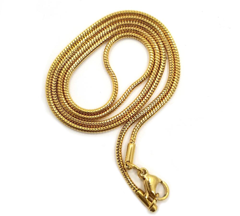 coiled view of the 1MM Stainless Steel Snake Chain from the han cholo jewelry collection