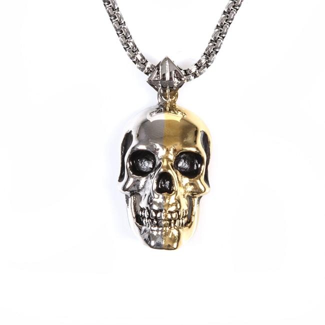 front of the 2 tone skull pendant from the han cholo skulls collection