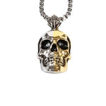 up close of the 2 tone skull pendant from the han cholo skulls collection