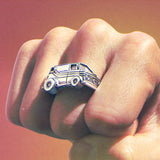 shot of The Van Damn Ring in silver on a mans fist form the han cholo cruising collection