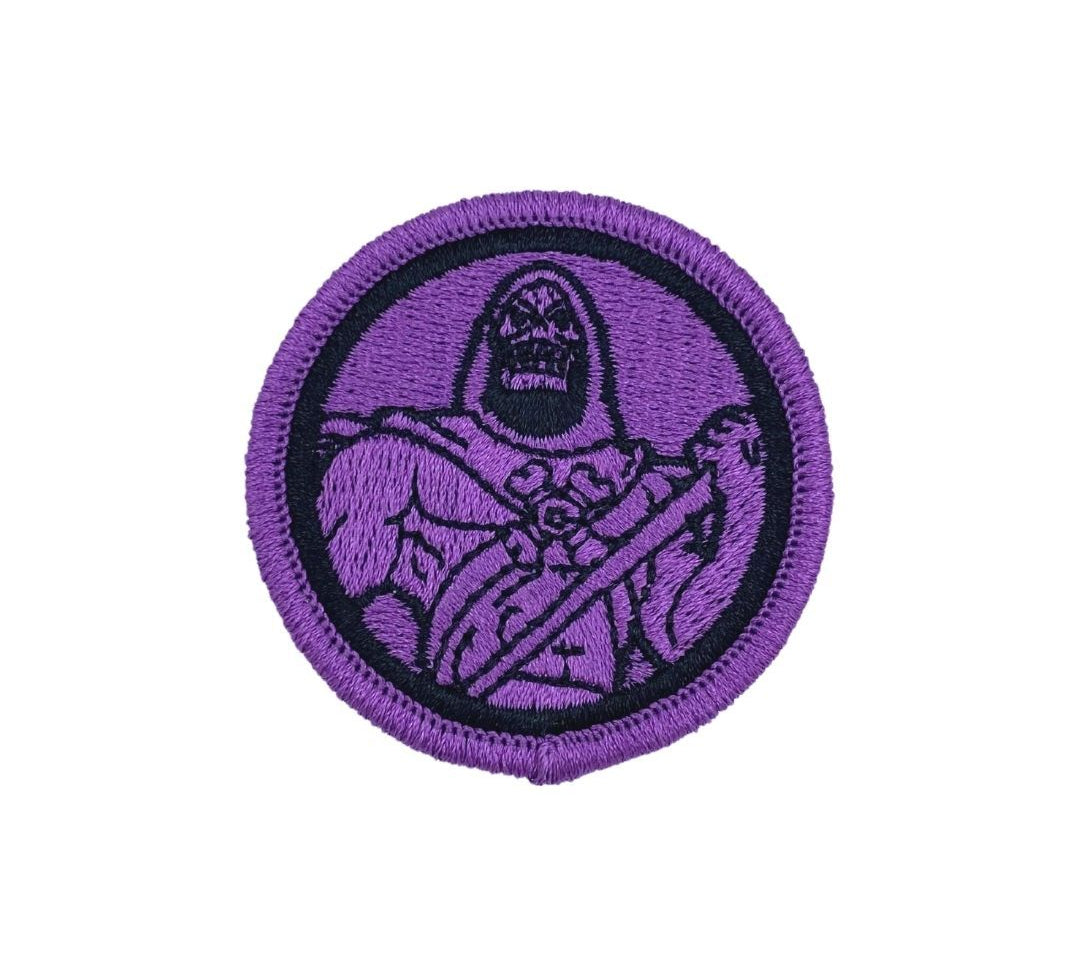 skeletor patch, skeletor merch, skeletor masters of the universe, motu merch, purple patch