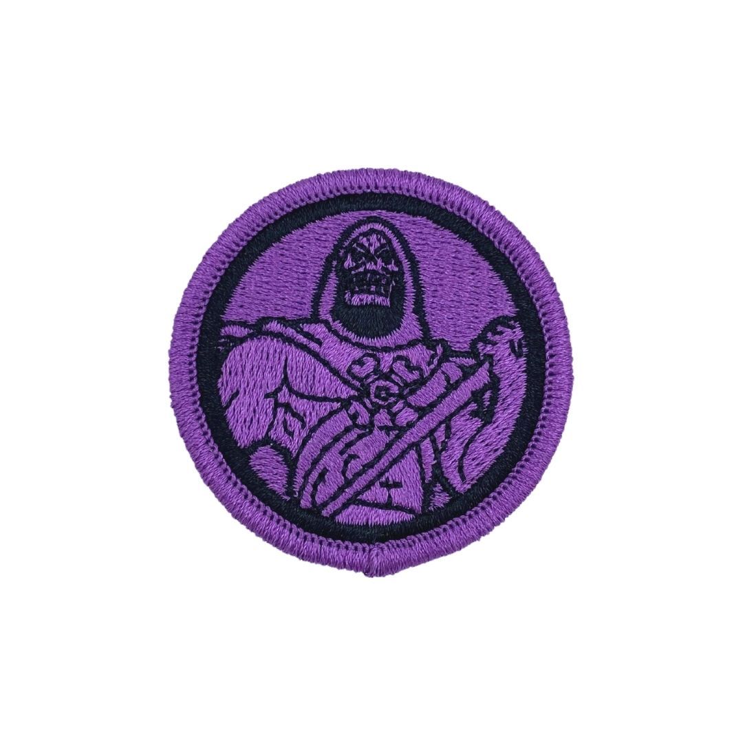 skeletor patch, skeletor merch, skeletor masters of the universe, motu merch, purple patch