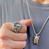 .925 sterling silver Middle finger school of hard knocks class ring with lion details