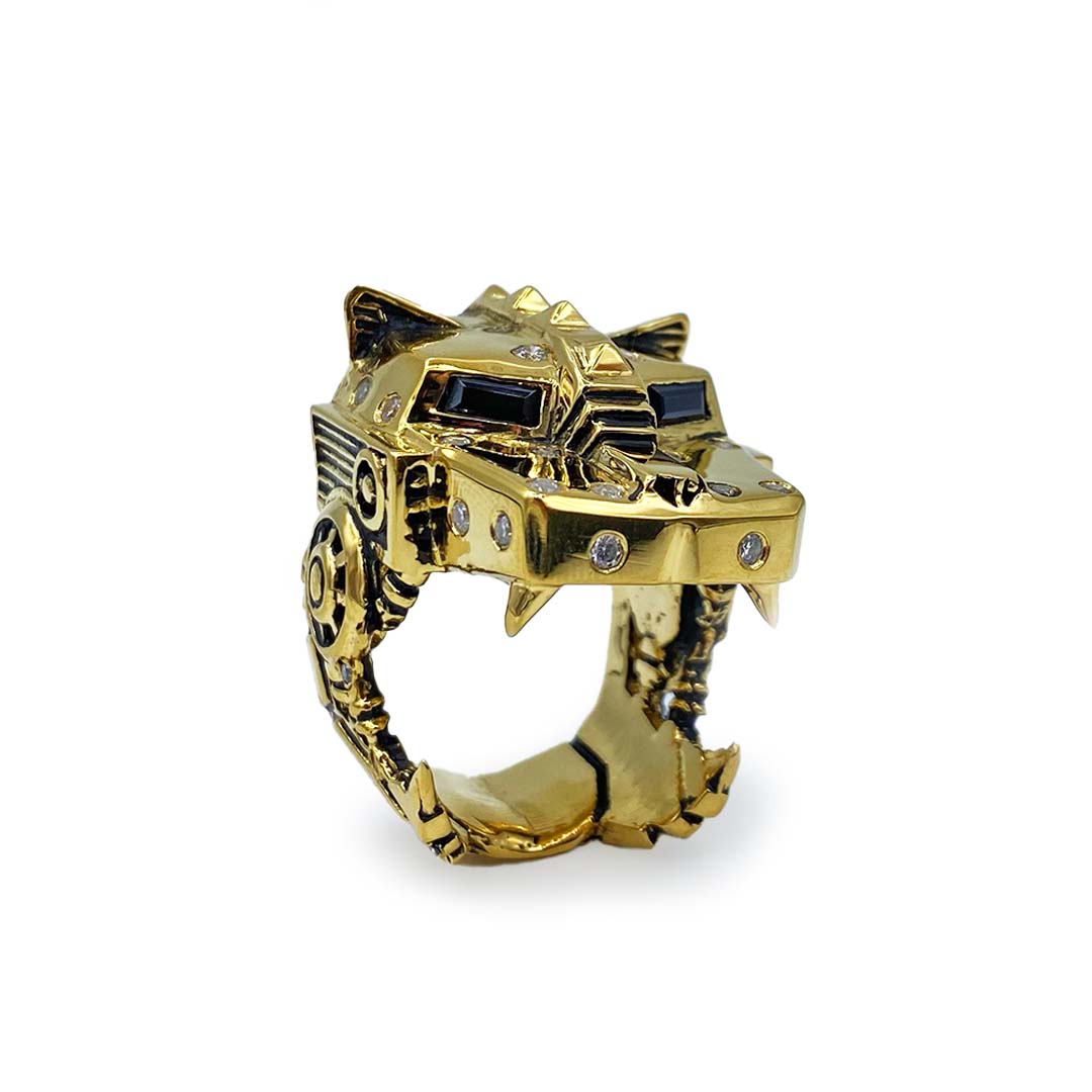 lazarus ring, lion ring, 24k gold ring