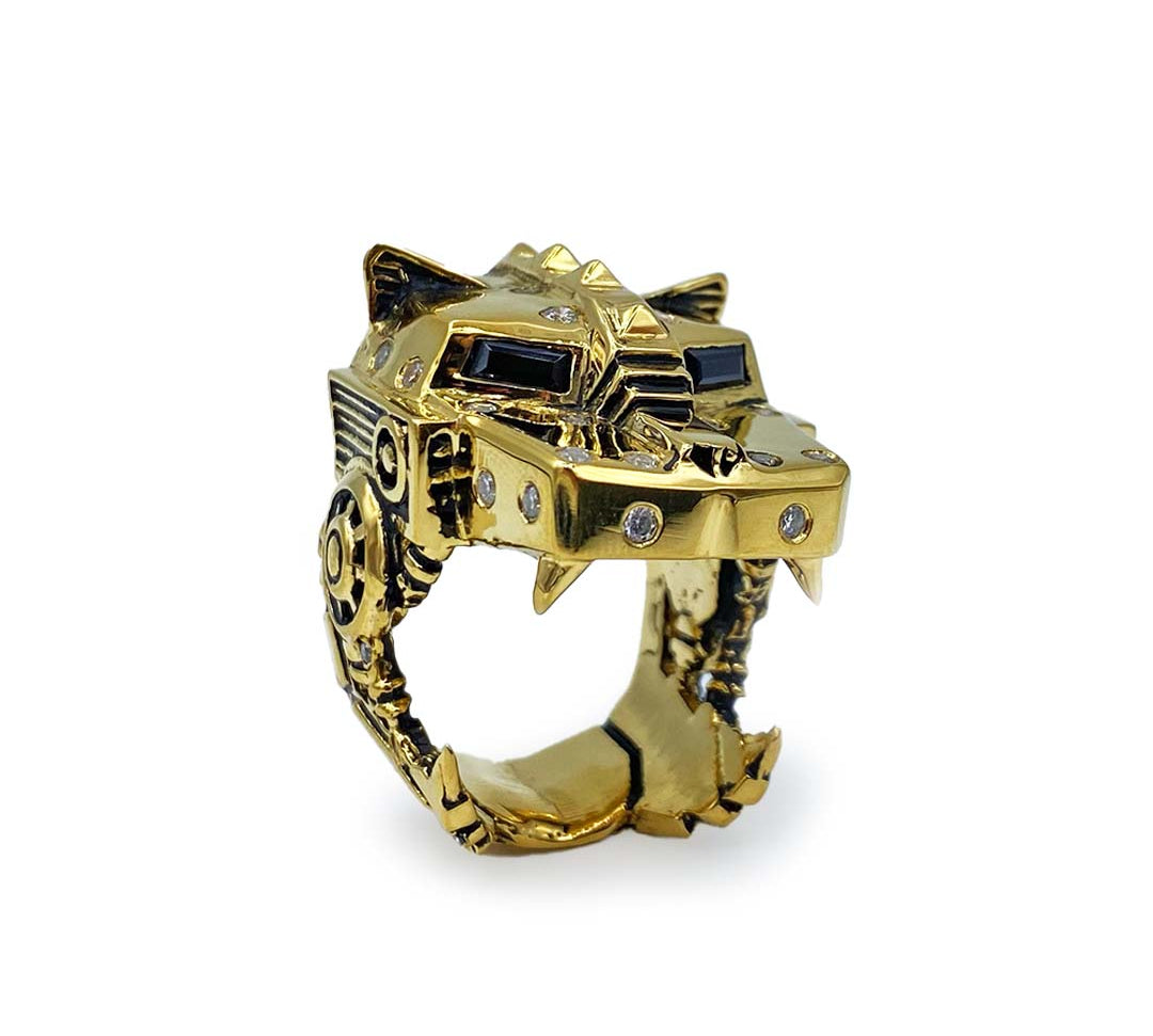 lazarus ring, lion ring, 24k gold ring