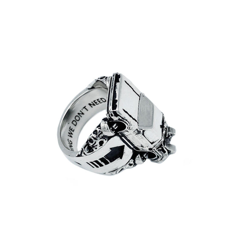 Sterling Silver unisex back to the future ring modeled after the deloreon