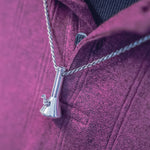 bong pendant on purple shirt