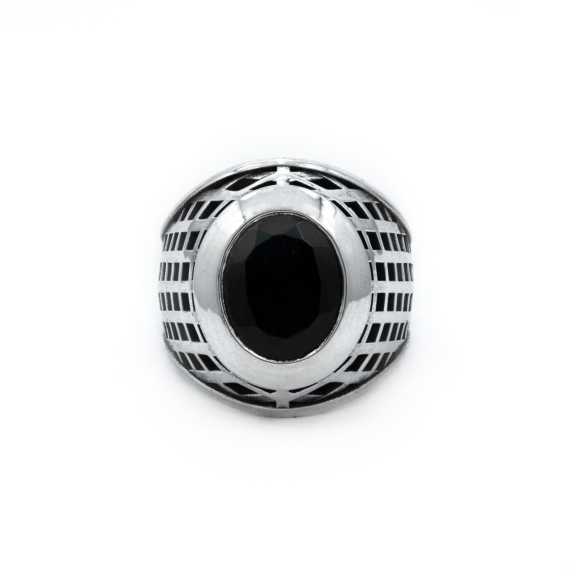front of the Caged Class Ring in silver from the han cholo alien collection